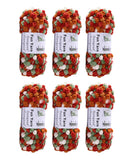 6 Rolls Pomp-A-Doodle Yarn, 100% Polyester Jelly Bean Small POM-POM Ball Yarn for Crochet Knitting Handcraft Mat Pet Nest 600g (