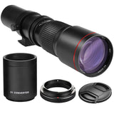 High-Power 500mm/1000mm f/8 Manual Telephoto Lens for Canon EOS 80D, 90D, Rebel T3, T3i, T5, T5i, T6i, T6s, T7, T7I, T8I, SL3, 6