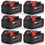 18V 6.0Ah Lithium Battery 6-Pack Compatible for Milwaukee WK18, Compatible with Milwaukee Mk-18 Battery Tools and Charger Strong