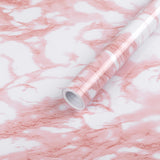 Abyssaly Pink and White Marble Contact Paper, Faux Marble Peel and Stick Wallpaper for Cabinets and Drawer Shelf, Self Adhesive