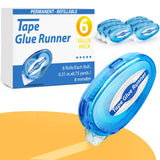 6 Pack Double Sided Tape Roller, 8mm x 315 Inch Permanent Adhesive Scrapbook Tape Dispenser Runner, Glue Tape Roller for Scrapbo
