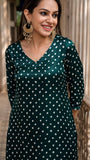 Anni Designer Women'S Rayon Blend Straight Bandhani Printed Kurta With Pant (Prantika Green_S_Green_Small),Green,S,,,