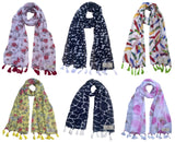 Fusfus WomenS Printed Chiffon Scarves And Stoles, Free Size(Multicolour, Fs1613) Pack Of 6 (Multicolor2)