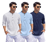 Bellstone Men'S Solid Regular Fit Dress Shirt (1500_3Combo_White-Sky-Navy_Xl