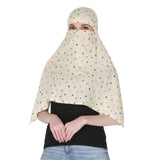 7 SeasonS Girls Cotton Short Scarf Cum Mask Universal Size/Usable For Vehicle Driver For Sunlight Uv Protection/White Printed D