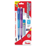 Pentel TwistErase EXPRESS Automatic Pencil with Lead and Eraser, 0.7mm, Assorted Barrels, 2 Pack (QE417FLEBP2)