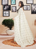 Satrani Women'S Cotton Printed Zari Stripe Ready To Wear Saree With Unstitched Blouse Piece (18Rs165N_White4)