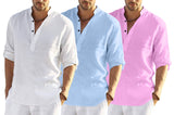 Bellstone Men'S Cotton Blend Solid Regular Dress Shirt (Kurta800_Triple-P_White-Sky-L Pink