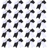 Hipcheer 20pcs 8 Large Black and White Cheer Bows for Girls, Hand-made Grosgrain Ribbon Hair Accessories for Teen Girls Softball