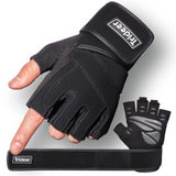 Trideer Workout Gloves for Men, Weight Lifting Gloves with Wrist Wrap Support, Full Palm Protection & Extra Grips for Weightlift
