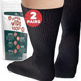 2 Pairs Extra Wide Socks For Swollen Feet, Non-Slip Hospital and Diabetic Socks for Men and Women