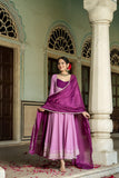 Anni Designer Women'S Rayon Viscose Solid Anarkali Kurta With Pant & Dupatta (Kuspari Lavender-Vks02_M_Lavender_Medium),Lavender,M,,,