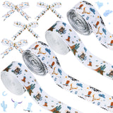 Cheerupp 4 Rolls Cowboy Theme Ribbons, 20 Yards Craft Ribbons for Wreath Hair Bow Wrapping Gifts Packing, Western Cowboy Grosgra