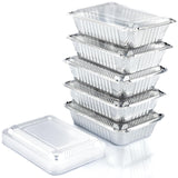 Spare Essentials (55 Count) 2.25LB Aluminum Containers with Lids (8.5x6) - Disposable Foil Container for Takeout, Baking, Freezi