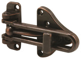 PrimeLine U 11317 Hinged Bar Lock, 37/8 In., High Security Door Guard, Diecast Zinc, Classic Bronze Plated Finish (Single Pack