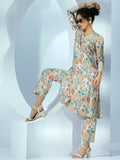 Libas Womens Printed Silk Blend Co-Ord Set For Women Off White M 49014