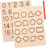 Little Mind Wooden Double Sided Number & Shapes Tracing Board for Kids 3+ Years | Numbers 120 & Shape Learning Board with Stylu