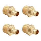 4 Pieces EFIELD Barb Crimp Pex 1/2 Inch x 1/2 Inch NPT Male Adapter Brass Brass Fitting