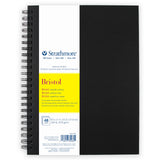 Strathmore 300 Series Bristol Paper Art Book, Smooth Texture Black Hardcover & Side Wire Binding, 24 Sheets, White, 8.5x11 inch,