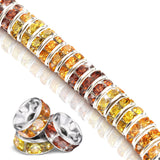 Ferreve 600 Pcs Fall Spacer Beads for Jewelry Making 8mm Yellow Brown Orange Rhinestone Crystal Spacer Beads for Beaded Pens DIY