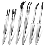 Jingmore 6 Pieces Tweezers with Rubber Tips Rubber Tipped Tweezer Cross Lock PVC Coated Tweezers Craft Jewelry Anti Scratch Long