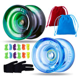 MAGICYOYO K2 Responsive Yoyo for Kids Beginners Yo-Yo with 2 Yo yo Gloves, 1 Blue Sack, 1 Red Sack, 12 Yo-yo Strings (Crystal Bl