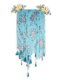 Chandwasia Fashion Floral Printed Scarf | Neck Shoulder Head Wrap Styling Dupatta Use | Polyester Chiffon Fabric Tassel Border L