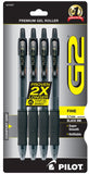 PILOT Retractable X-Fine Gel Ink Rolling Ball Pens, 4 Pack
