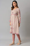 W For Woman Pink A-Line Floral Printed Winter Kurta In V-Neck_22Now18534-119381P_3Xl