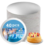 JCD Sliver Cake Boards 6 inch Round, 40 Packs Food-Graded Cardboard Cake Rounds, Waterproof and Oil-Proof Cake Plates, Sturdy Co