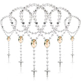 Kigeli 6 Pieces Sublimation Blank Rosary Sublimation Rosary Beads Necklace Sublimation Rosaries Prayer Beads Necklace for Baptis