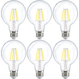 Sunco 6 Pack G25 LED Light Bulbs, Filament Edison Globe, Vanity Lighting Bulb for Bathroom Bedroom, 500 LM, 5W (60W Equivalent),