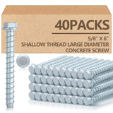 Tandefio 40 Pack 5/8 x 6 Concrete Screw Anchors Galvanized Large Diameter Heavy Duty Plated Concrete Anchors for Masonry Brick A