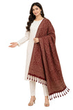 WomenS Kashmiri Printed Shawl | Soft Wool Winter Stole For Ladies | Paisley & Floral Design | 4 Side Border | 30 X 80 Inches |