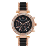 Joker & Witch Suzanne Rosegold And Black Ceramic Metallic Strap Watch With Black Sunray For Women
