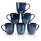 Vicrays Coffee Mug Set 12 Ounce Set Of 6 Ceramic Mug For Men Women Unique Glazed Mugs With Handle For Coffee Tea Milk Cocoa Cereal(Blue) -Like New