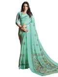 Satrani Womens Cotton with Blouse Piece Saree (1240ST5502_Turquoise_One Size)