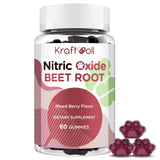 Kraftvoll Nitric Oxide Beet Root Gummies with Grapeseed Powder, Pomegranate Powder, Vitamin C & B12 - Sugar-Free, Mixed Berry Fl