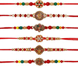 Store Indya Rakhi Set Of 6 For Brother, Bhai A Traditional Symbol Of Love, Blessings, And Togetherness (Design 1),Nylon,Multicolor