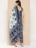 Gosriki Women'S Rayon Blend Straight Printed Kurta With Pant & Dupatta (Ball-Blue-Gs_5Xl_Blue_Xxxxx-Large),Blue,5,B0C96G78T4