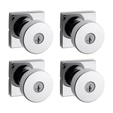 Kwikset Pismo Entry Door Knob with Lock and Key, Secure Keyed Handle Exterior, Front Entrance and Bedroom, Polished Chrome, 4 Pa