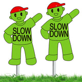 Shimeyao 2 Pcs Slow Down Kids at Play Sign with Aluminum Stake Reflective Metal 16 x 12 Children at Play Safety Signs for Street