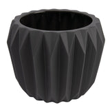 Bloomingville Round Ceramic Fluted Flower Pot, Large, Black