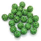 100 Pieces Rhinestone Clay 10 mm Polymer Crystal Round Charms Diamond Beads for Jewelry Making DIY Necklace Bracelet (10mm Green