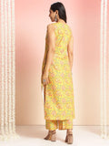 Anni Designer Women'S Rayon Viscose Floral Straight Kurta With Palazzo (Cubu Vks01_Yellow_Xxx-Large),Yellow,3XL,Rayon,Regular,