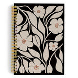 ANIANG Boho Floral Spiral Notebook, Floral Journal, Boho Flower Floral Black 5.5inchx8.3inch 164pages Lined Journal Notebooks College