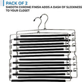 8-Tier Foldable Trouser Hanger, Removable Padded Bars, 8-Pair Capacity, Chrome Finish