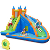 HONEY JOY Inflatable Water Slide, Giant Water Park Castle Bouncy House for Backyard, Climbing Wall, Splash Pool, Outdoor Blow up