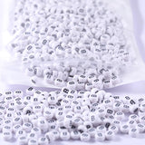 1000Pcs Flat Round Letter Beads 7x4mm with Letter B White Acrylic Beads for DIY Phone Case Glasses Decoration Bracelets Necklace
