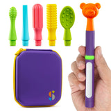 Special Supplies Buzz Buddy Oral Stimulation kit with 6 Soft Textured Interchangeable Heads, Calm Sensory Needs, Support Speech,